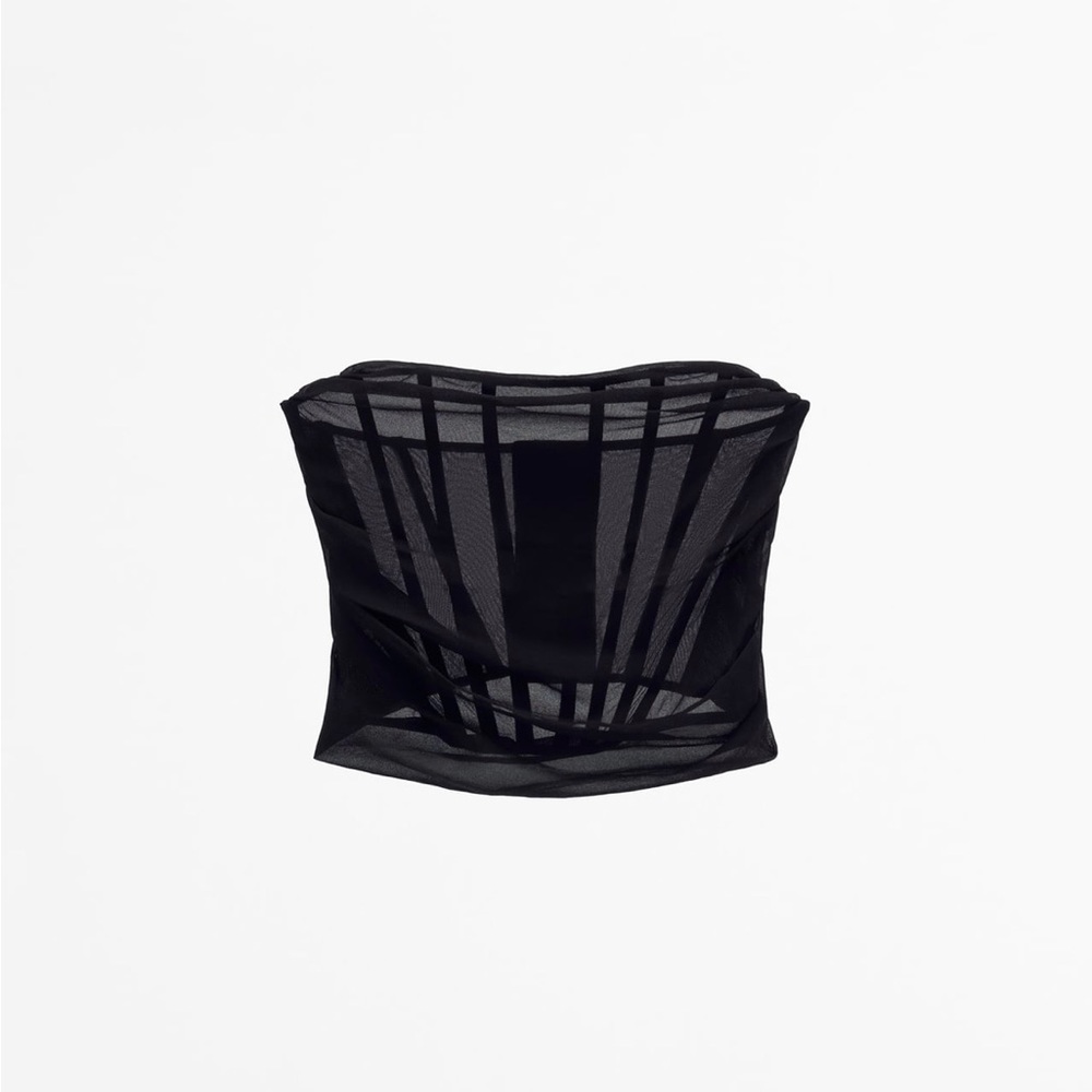 Zara mesh drapeado bustier corset top